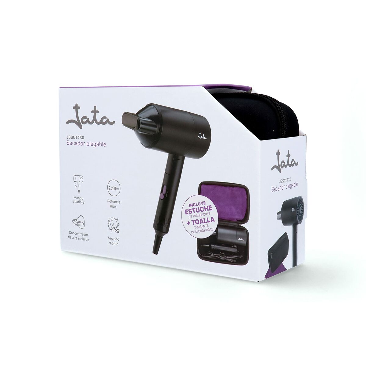 Hairdryer JATA JBSC1430 Black 2200 W product packaging