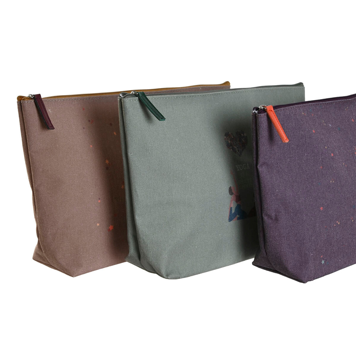 Toilet Bag DKD Home Decor Brown Green Burgundy Canvas Yoga 33 x 8 x 20 cm (3 Units) product packaging
