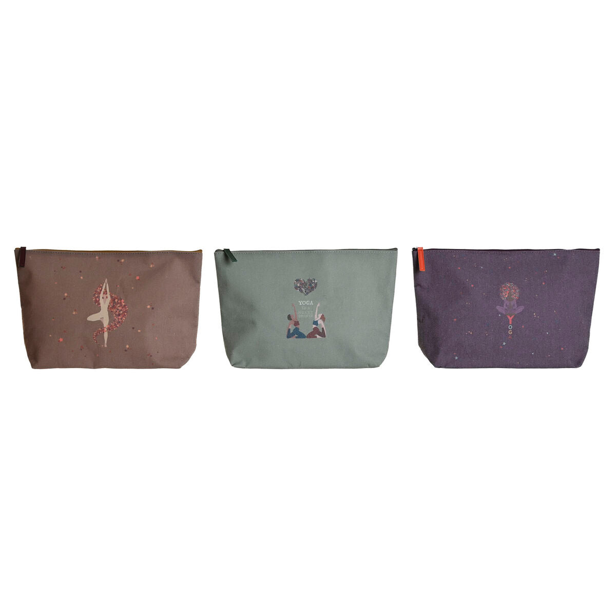 Toilet Bag DKD Home Decor Brown Green Burgundy Canvas Yoga 33 x 8 x 20 cm (3 Units) product packaging