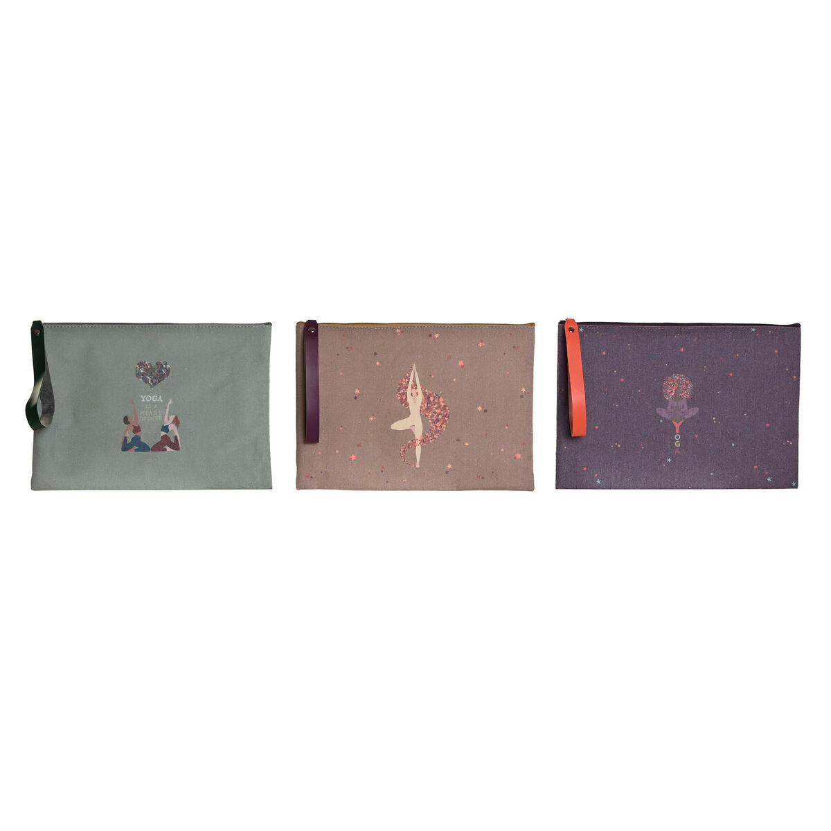 Toilet Bag DKD Home Decor Brown Green Burgundy Canvas Yoga 31 x 1 x 21 cm (3 Units) product packaging