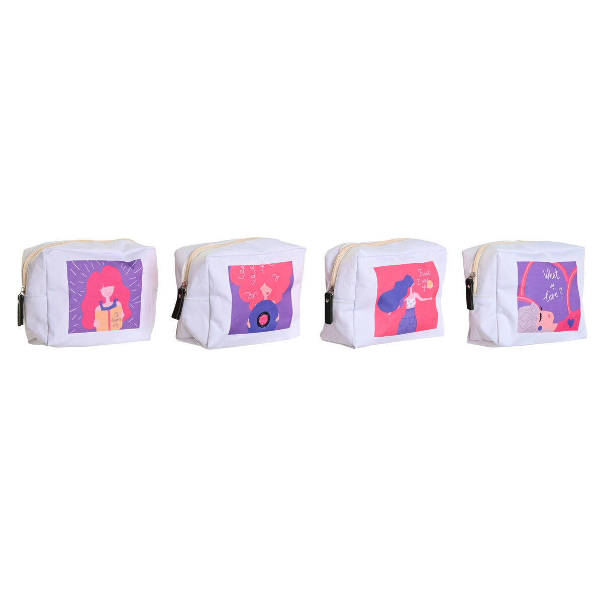 Travel Vanity Case DKD Home Decor White polialgodon 15 x 6 x 12 cm (4 Units) product packaging