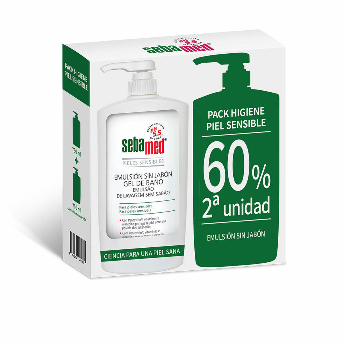 Shower Gel Without Soap Sebamed Emulsión Sin Jabón 750 ml Sensitive skin 2 Units skincare packaging
