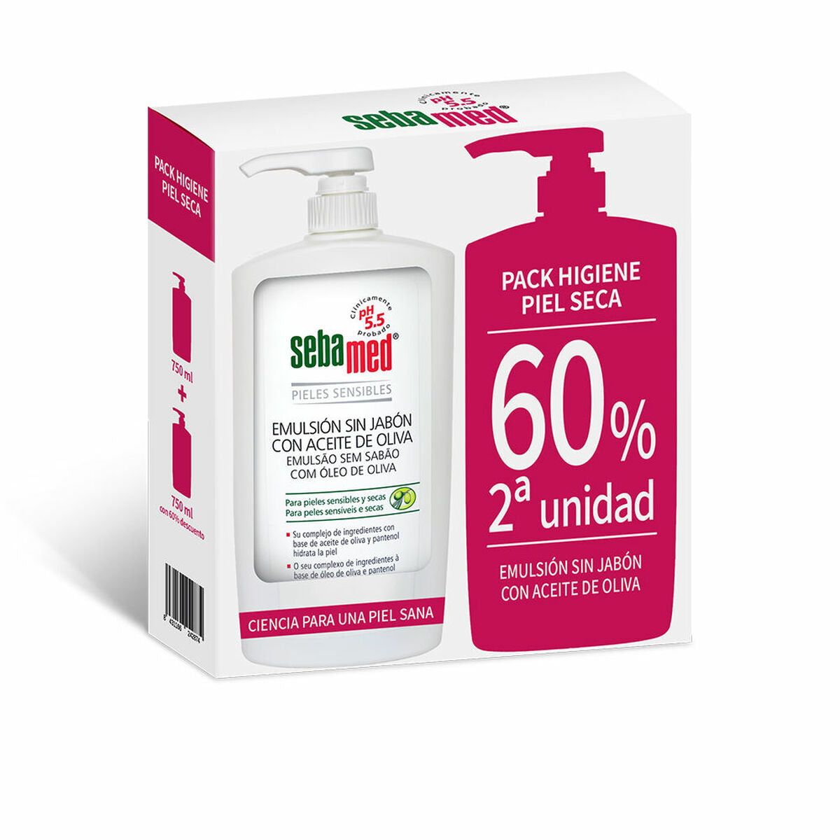 Shower Gel Without Soap Sebamed Emulsión Sin Jabón 750 ml Dry Skin Olive Oil 2 Units skincare packaging