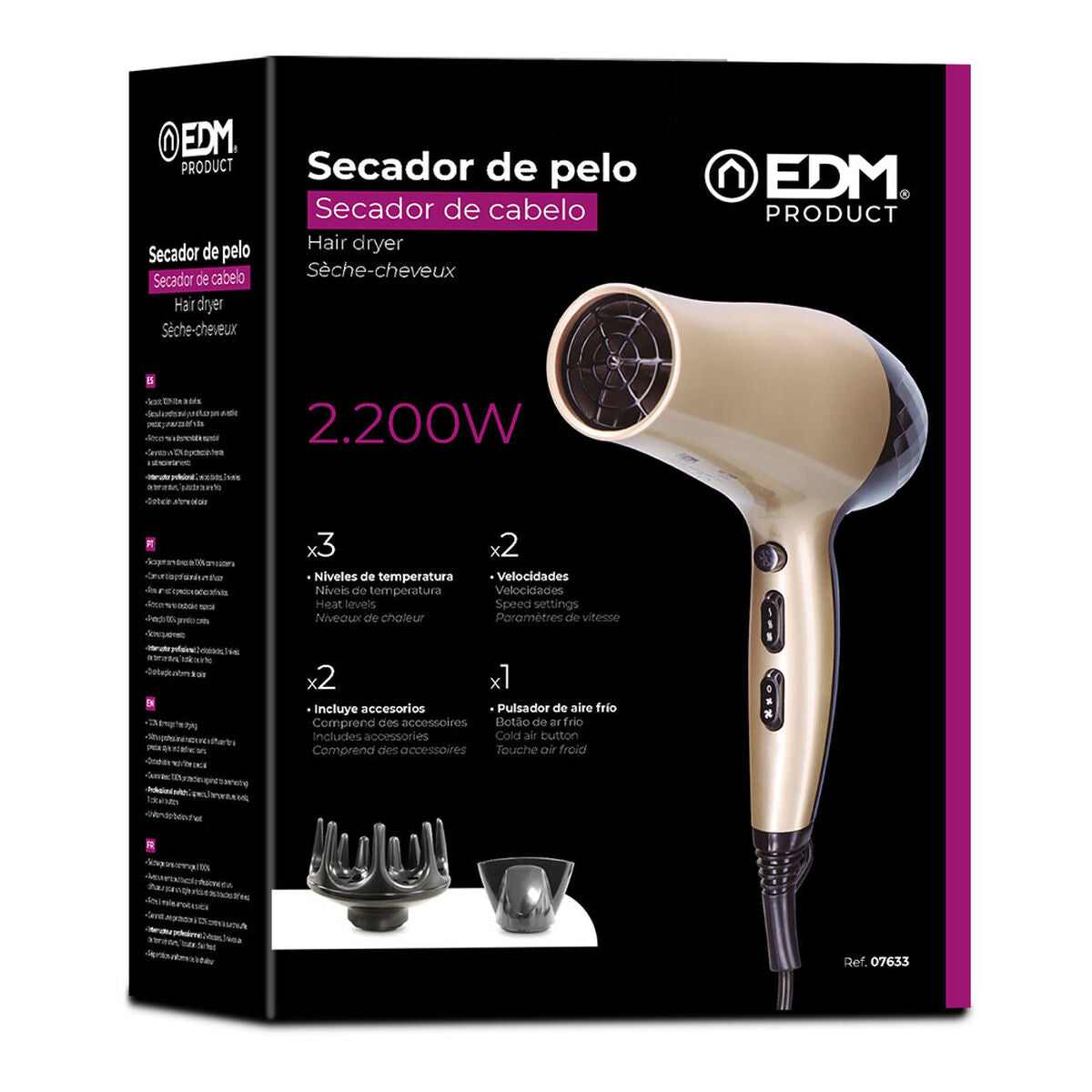 Hairdryer EDM 2200 W Multicolour product packaging