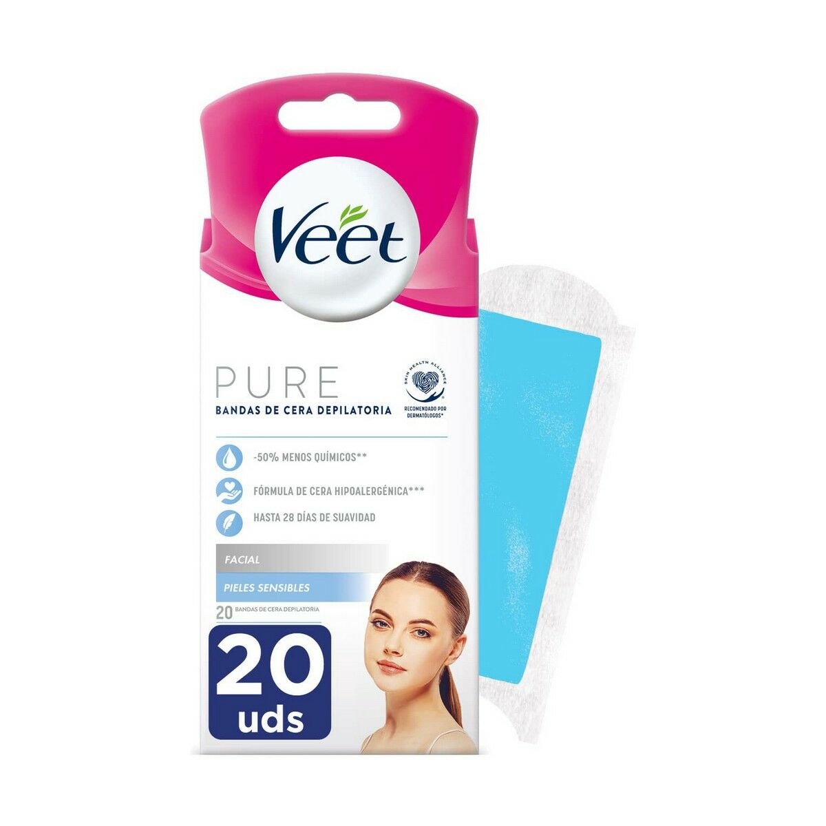 Facial Hair Removal Strips Veet Sensitive skin 20 Units product packaging