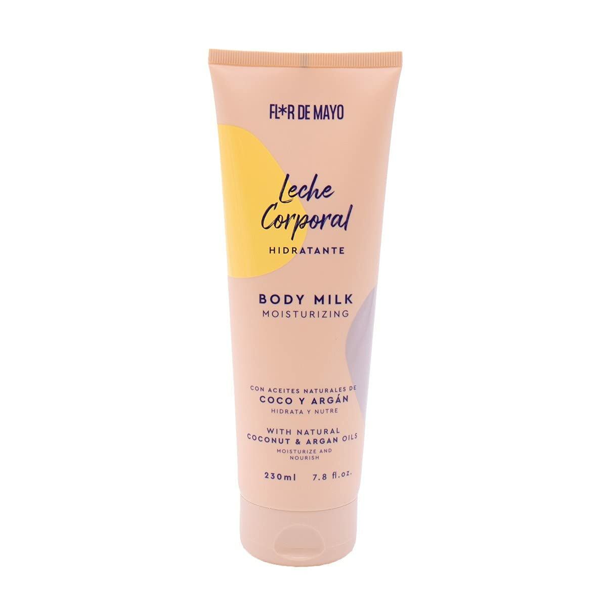 Body Lotion Flor de Mayo Leche Corporal 230 ml Moisturizing Coconut Argan for Women skincare packaging
