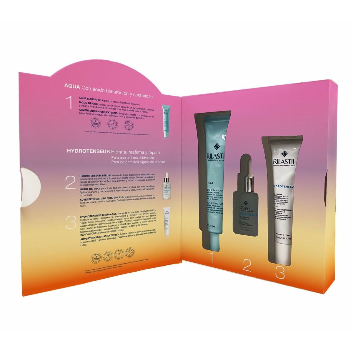 Cosmetic Set Rilastil AQUA 3 Pieces product packaging