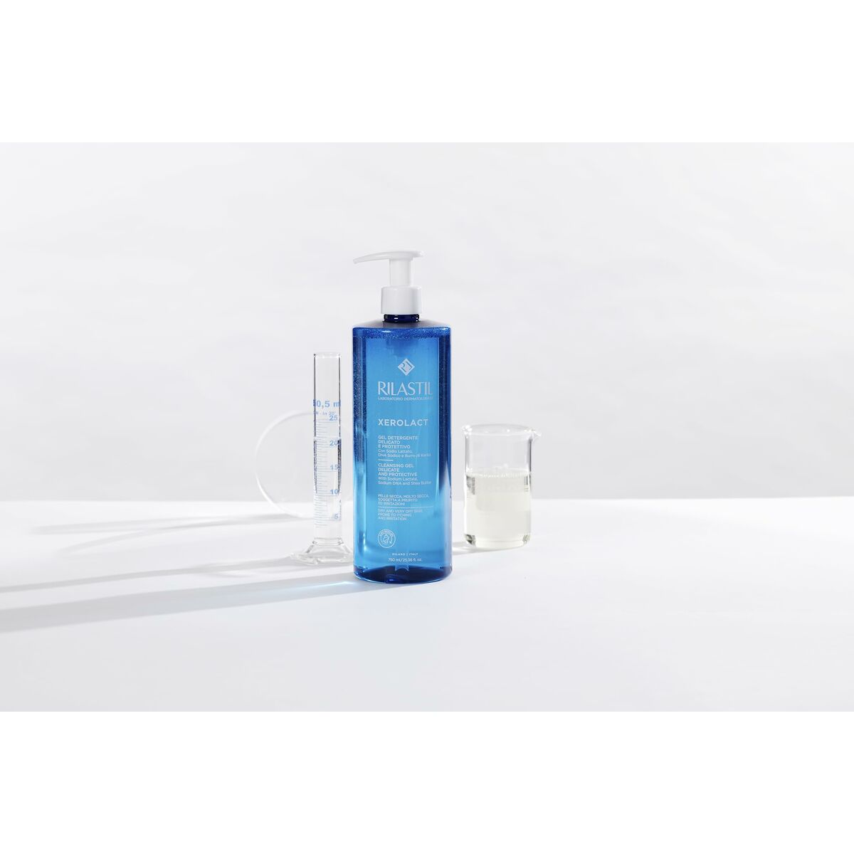 Facial Cleansing Gel Rilastil XEROLACT 750 ml skincare packaging