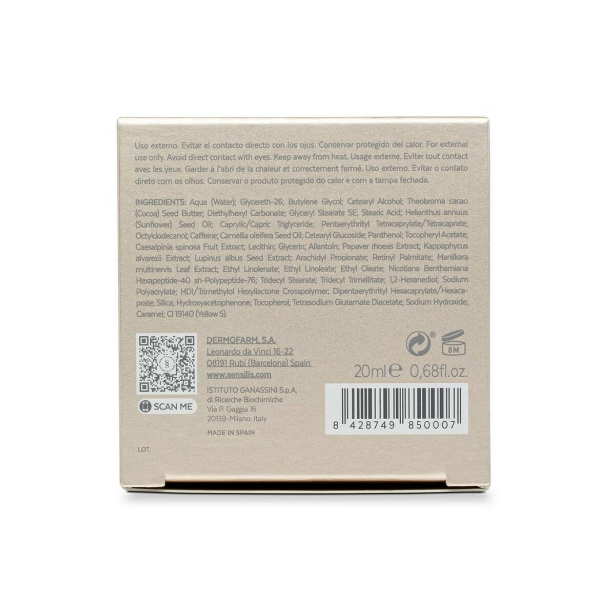 Eye Area Cream Sensilis Eternalist 20 ml for Women skincare packaging