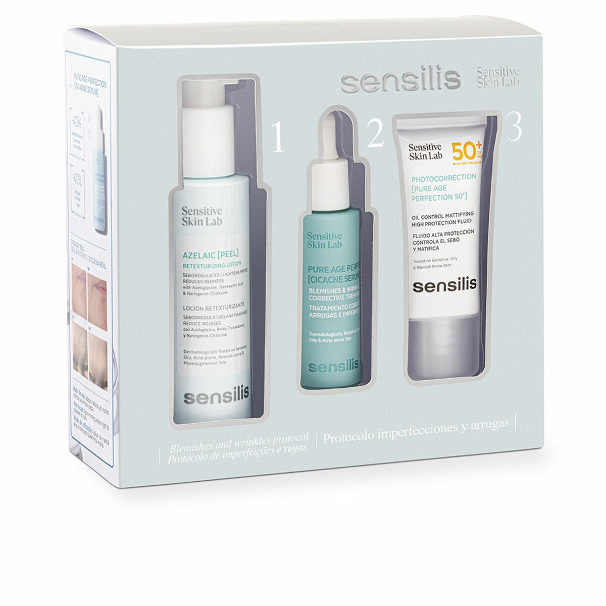 Cosmetic Set Sensilis PURE AGE PERFECTION 3 Pieces product packaging