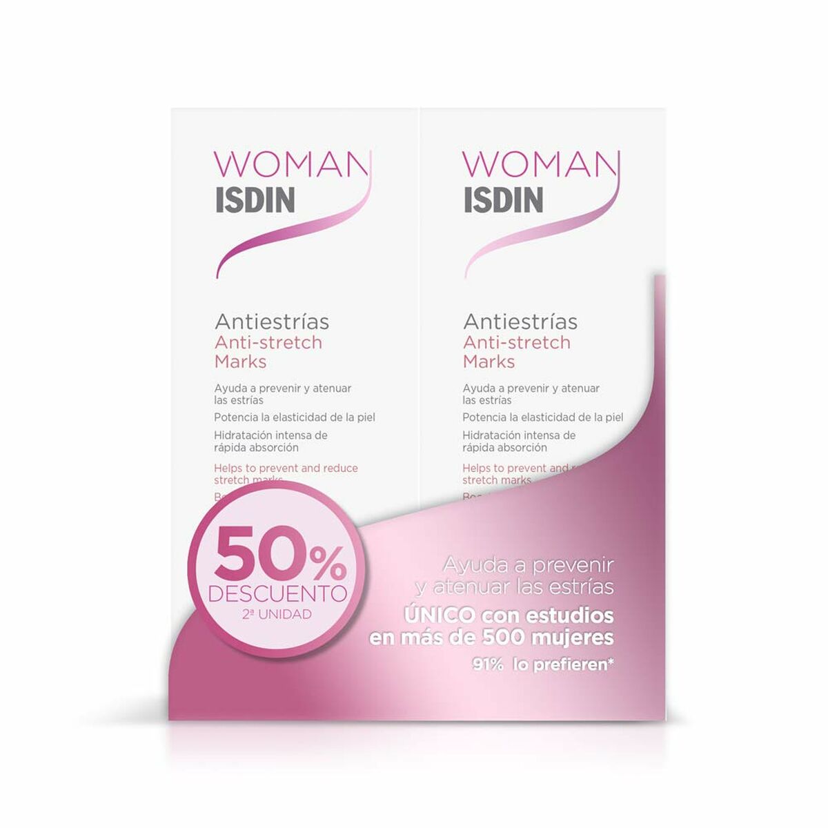 Anti-Stretch Mark Cream Isdin Woman 250 ml 2 x 250 ml for Women skincare packaging