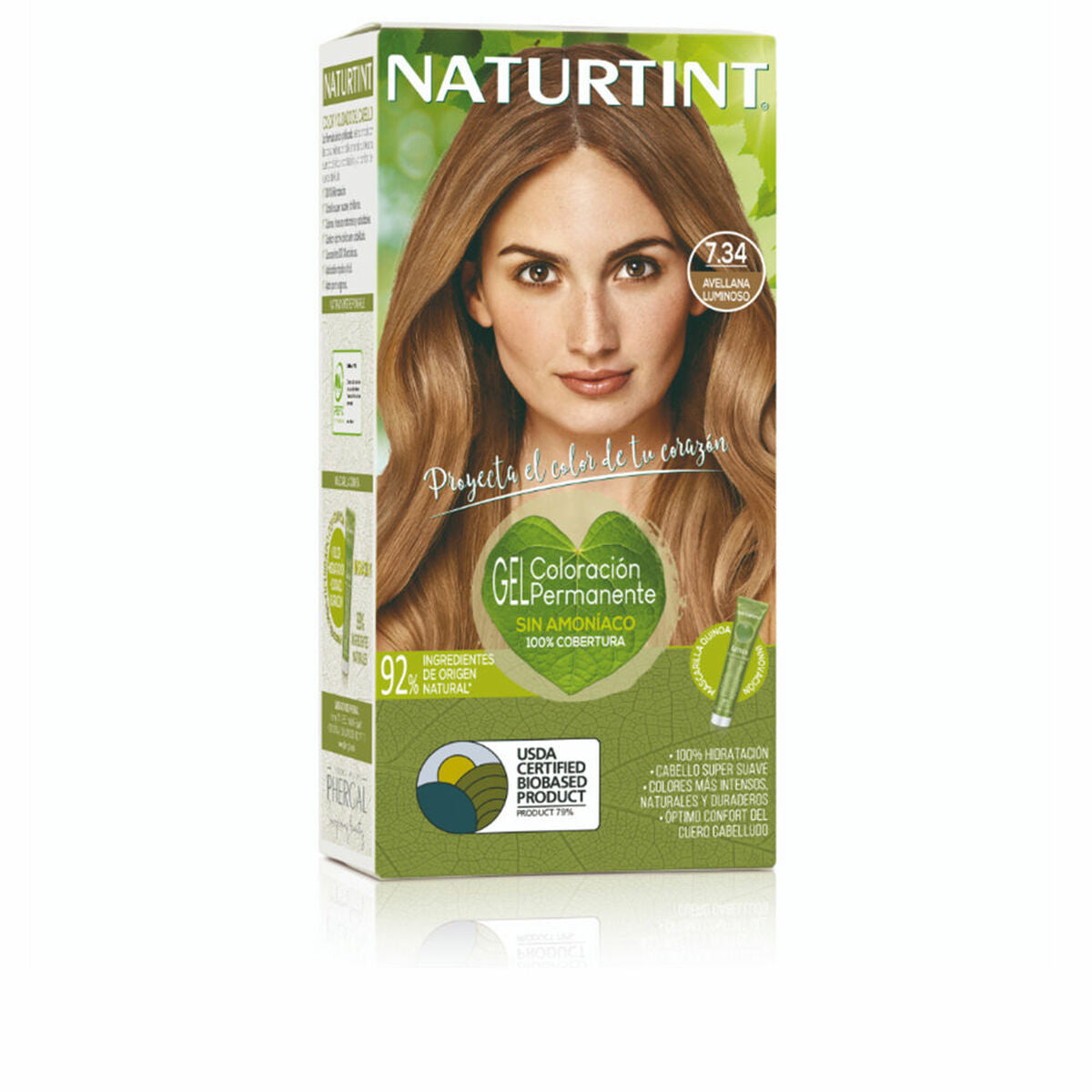 Permanent Dye Naturtint COLORACIÓN nº 7.34-Avellana luminoso 170 ml product packaging