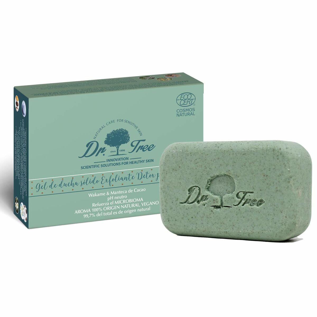 Gel Bar Dr. Tree Gel De Ducha Sólido Sensitive skin Exfoliant 120 g (Moisturizing) (Soothing) (Refreshing) skincare packaging