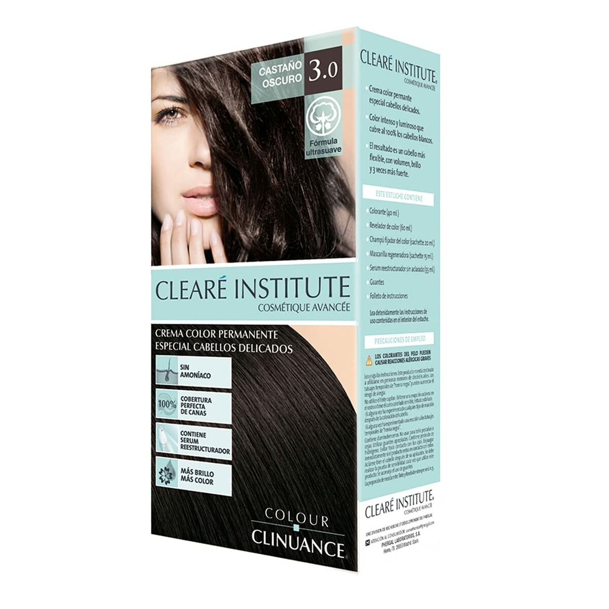 Permanent Colour Creme Clearé Institute Colour Clinuance Nº 3.0-castaño oscuro (1 Unit) for Women skincare packaging