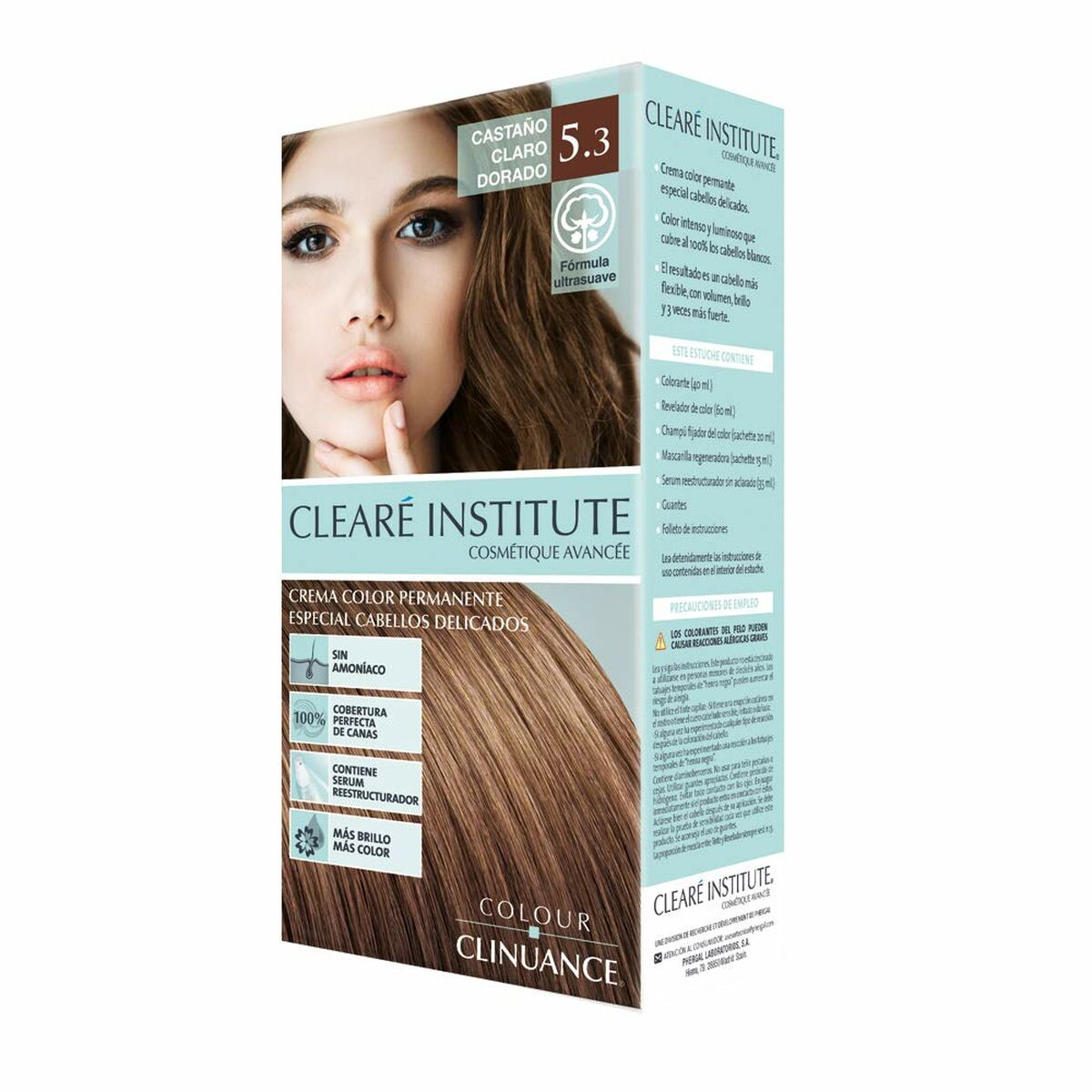 Permanent Colour Creme Clearé Institute Colour Clinuance Nº 5.3-castaño claro dorado for Women skincare packaging