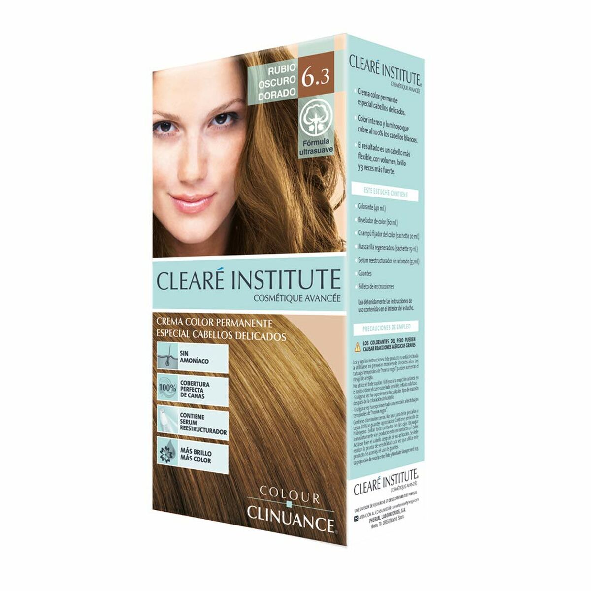 Permanent Colour Creme Clearé Institute Colour Clinuance Nº 6.3-rubio oscuro dorado (1 Unit) for Women skincare packaging