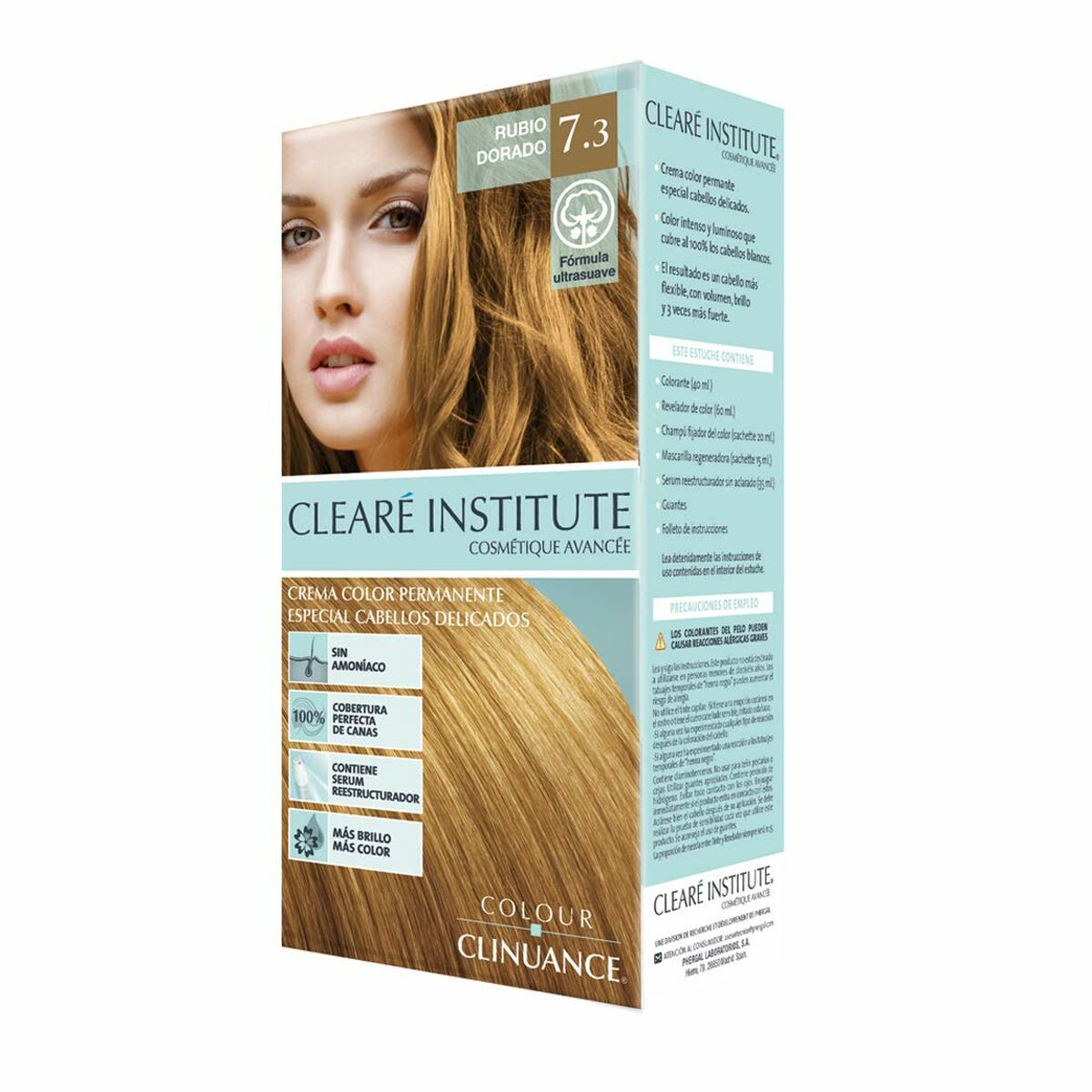 Permanent Colour Creme Clearé Institute Colour Clinuance Nº 7.3-rubio dorado for Women skincare packaging