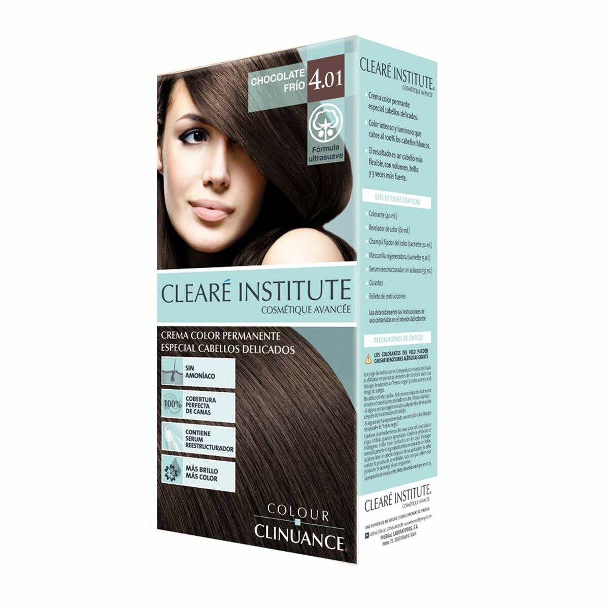 Permanent Colour Creme Clearé Institute Colour Clinuance Nº 4.01-chocolate frio for Women skincare packaging