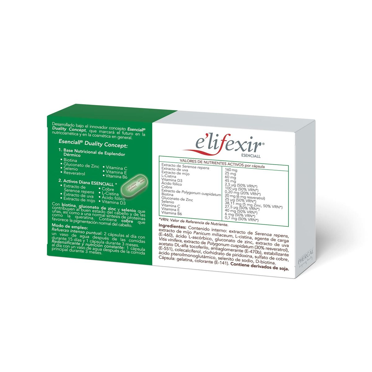 Anti-Hair Loss Care Elifexir Esenciall Capsules x 30 Units) product packaging