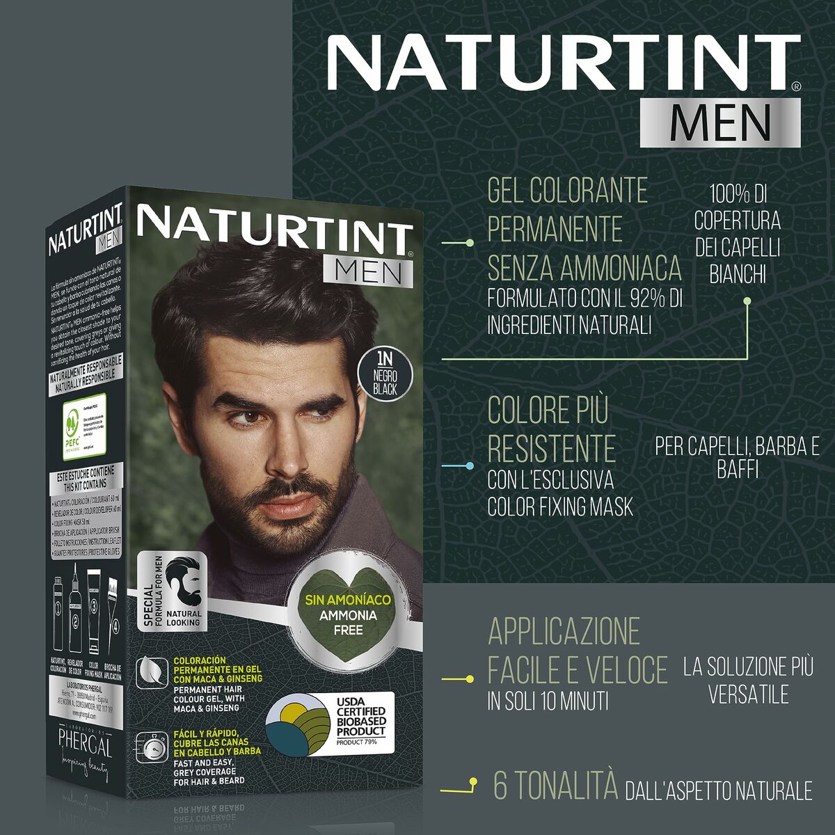 Permanent Dye Naturtint MEN Black for Men product packaging