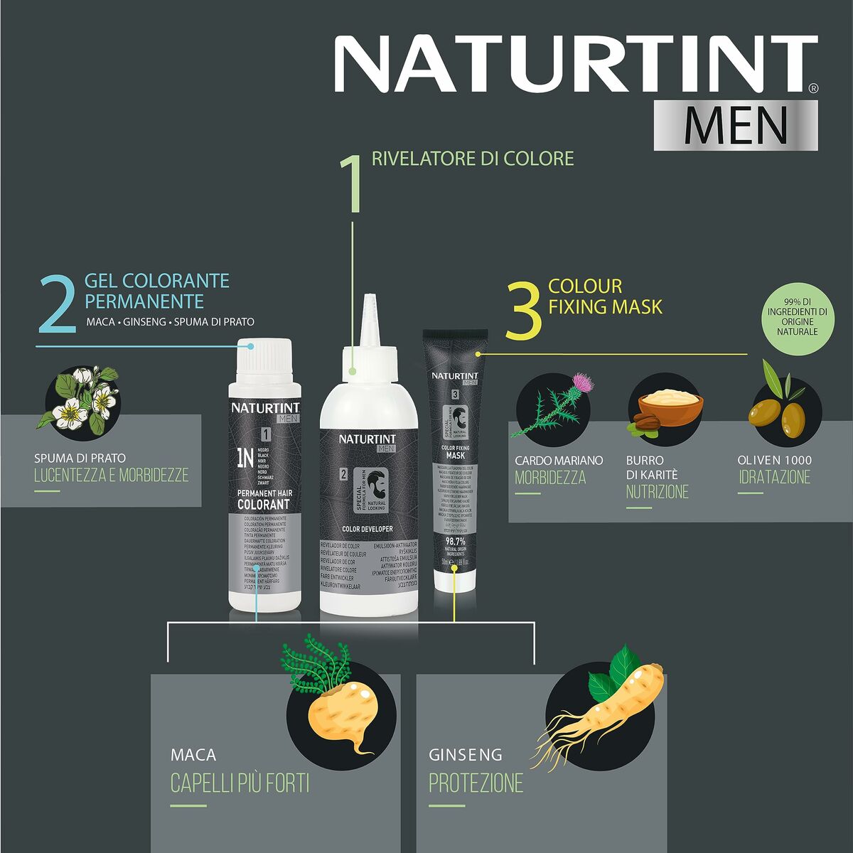 Permanent Dye Naturtint MEN Black for Men product packaging