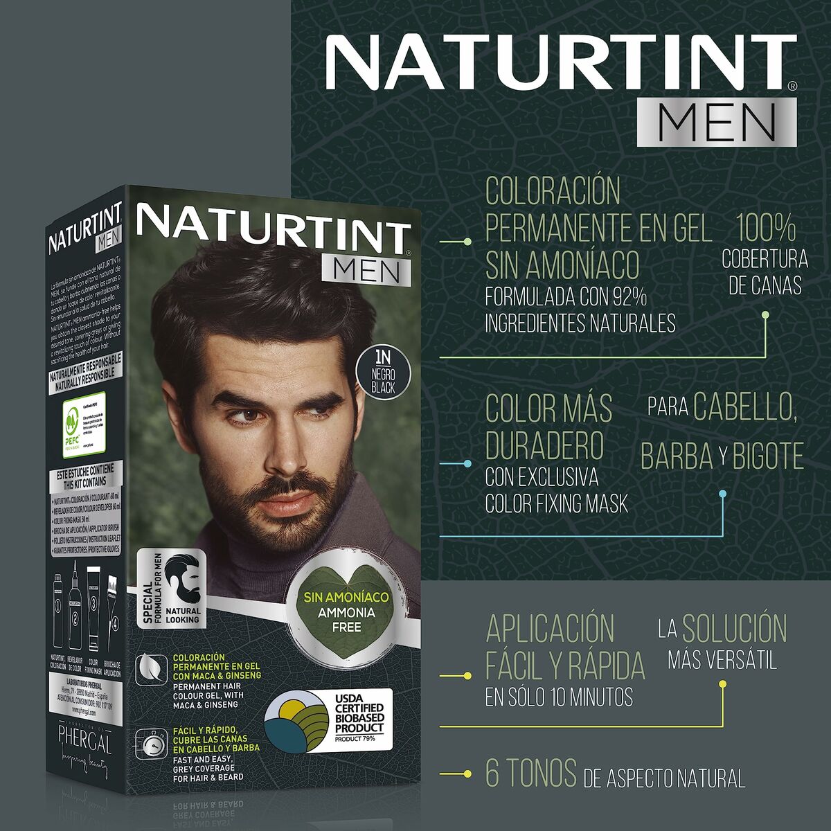 Permanent Dye Naturtint MEN Nº 4n-Castano Natural product packaging
