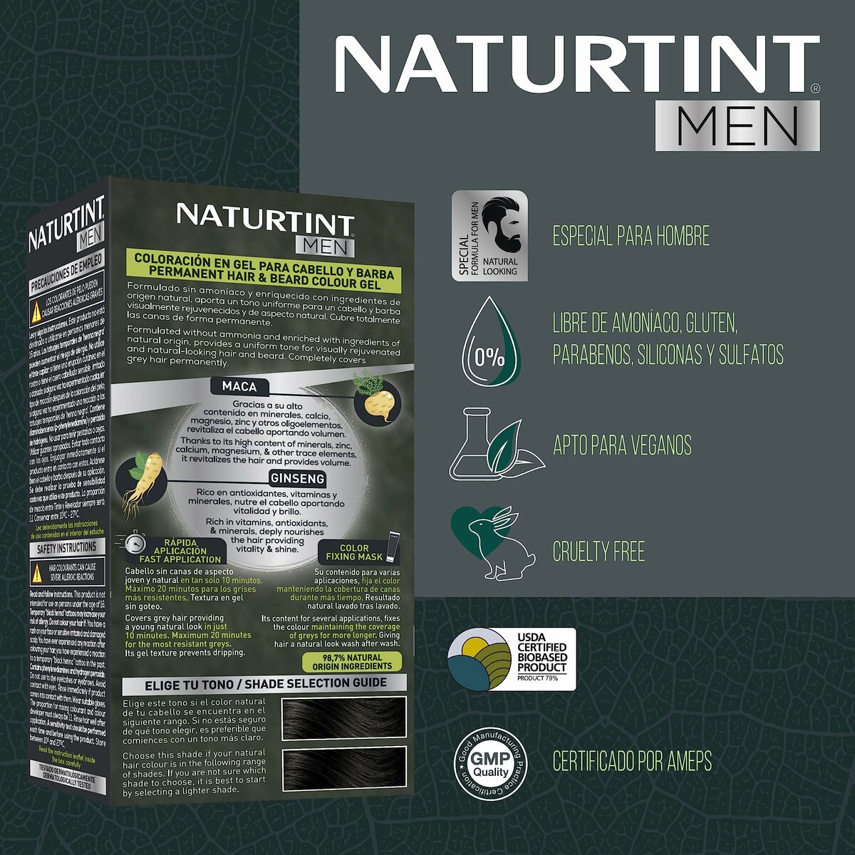 Permanent Dye Naturtint MEN Nº 4n-Castano Natural product packaging
