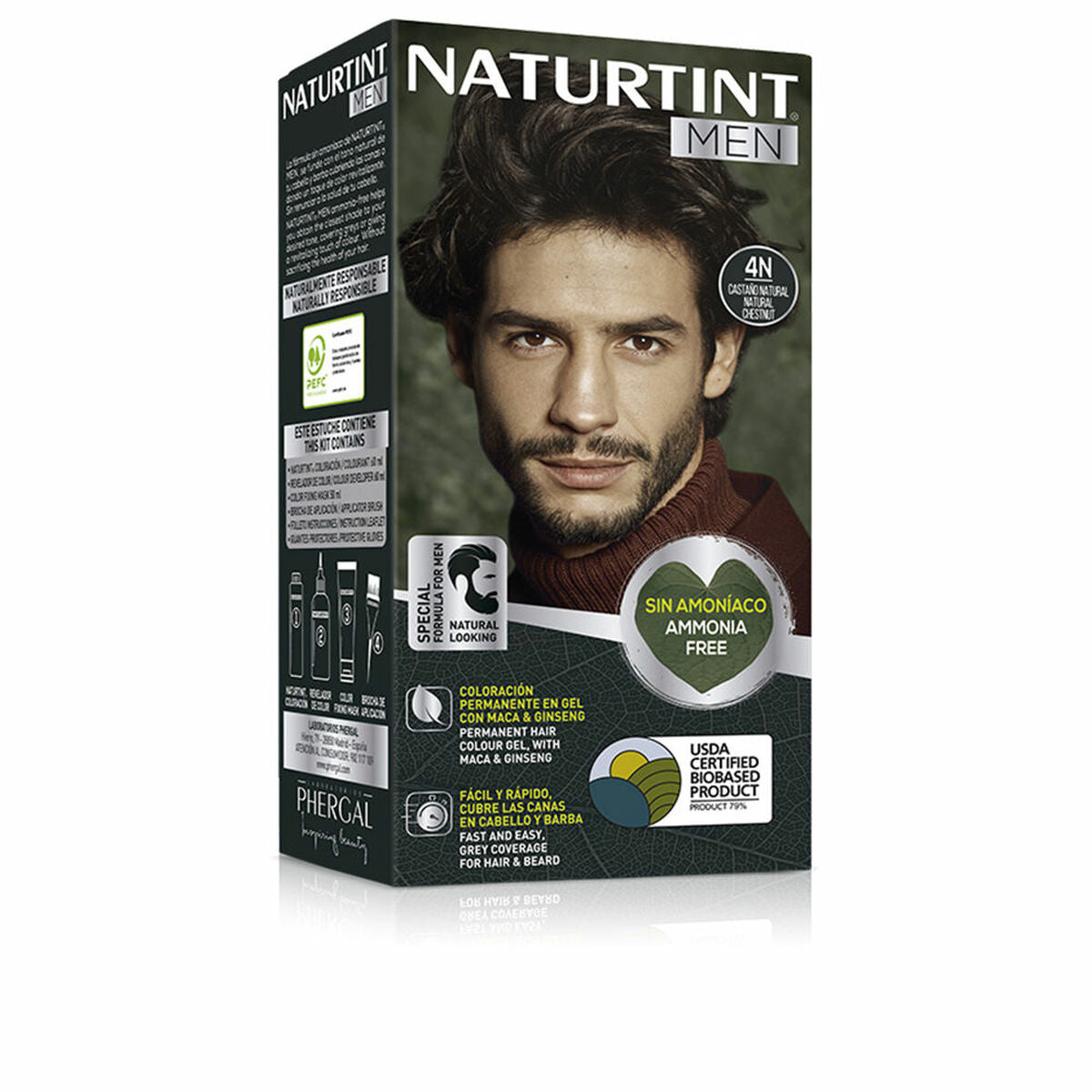 Permanent Dye Naturtint MEN Nº 4n-Castano Natural product packaging