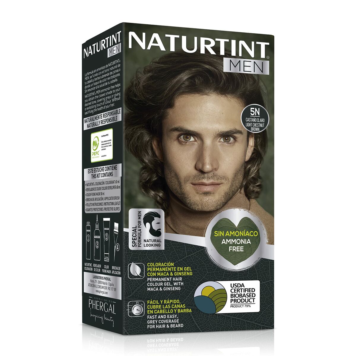 Permanent Dye Naturtint MEN 5 - Light Brown product packaging