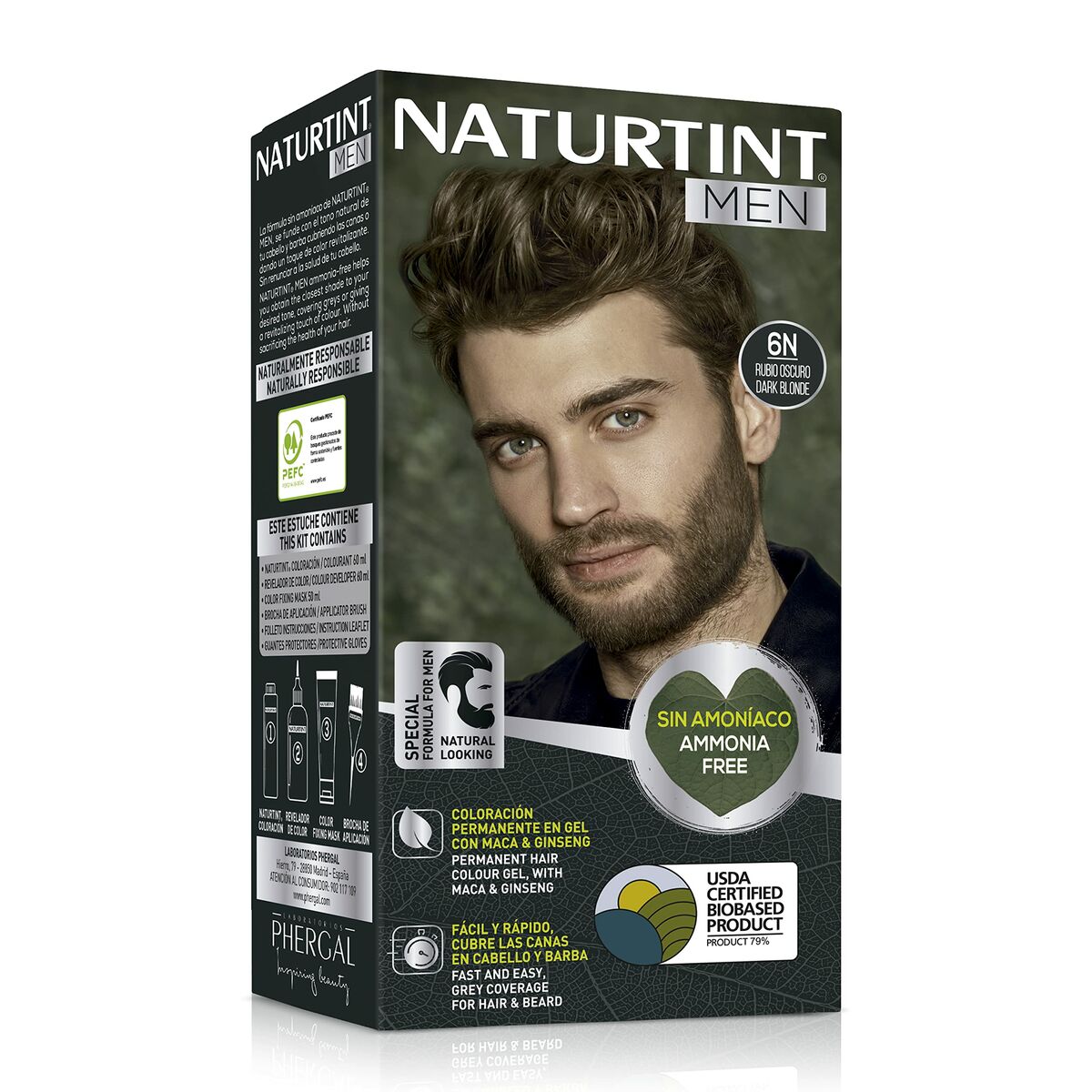 Permanent Dye Naturtint MEN 6-rubio oscuro product packaging