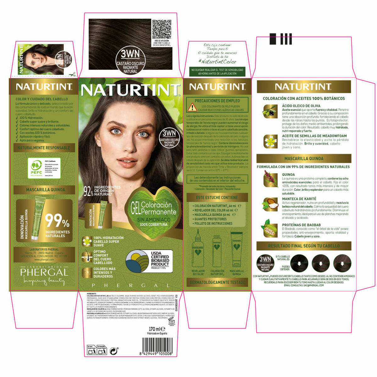 Permanent Dye Naturtint COLORACIÓN 170 ml for Women product packaging