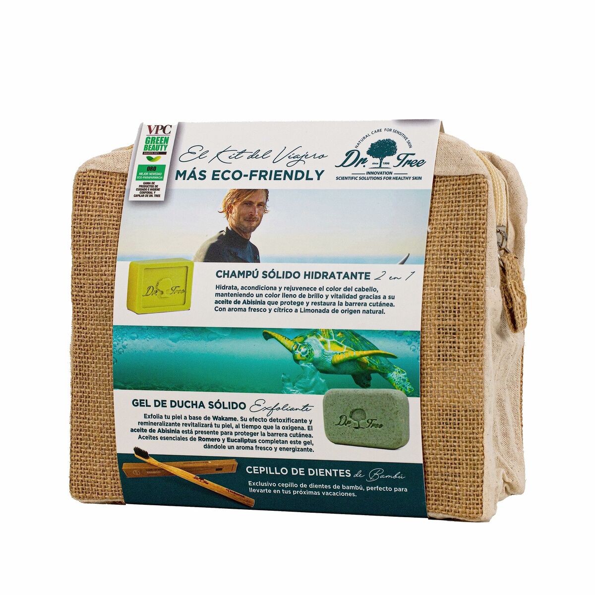 Shower Set Dr. Tree The traveler's kit Sensitive skin 4 Pieces for Women product packaging