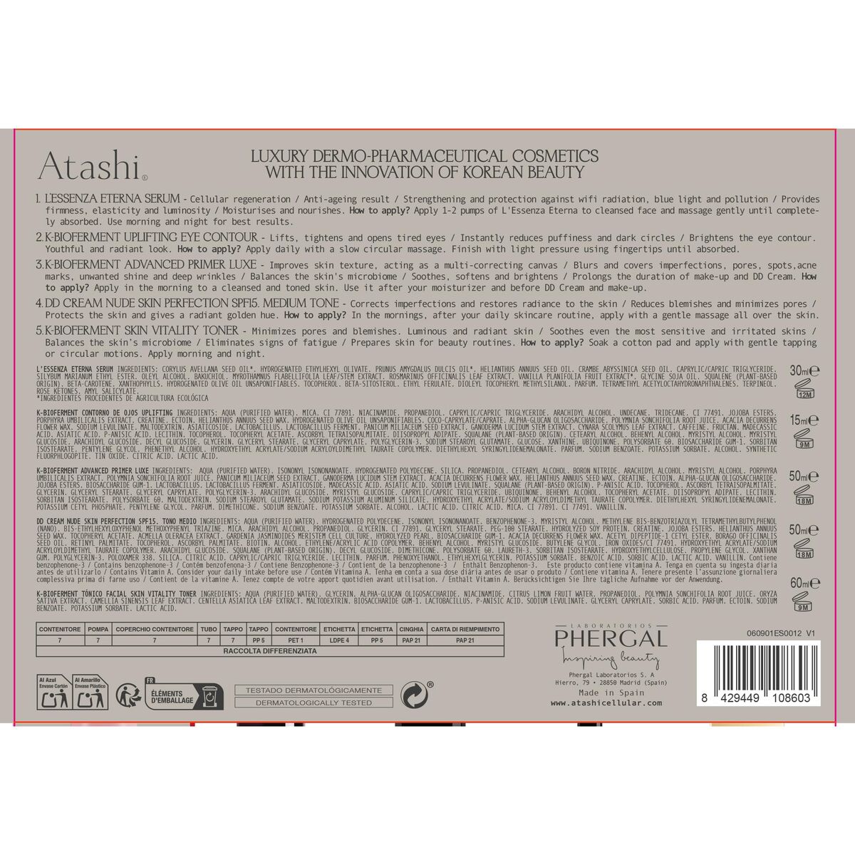 Cosmetic Set Atashi EFECTO PEARL SKIN 360º 6 Pieces product packaging