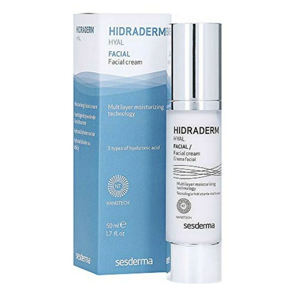 Hydrating Facial Cream Sesderma Hidraderm Hyal 50 ml for Women skincare packaging