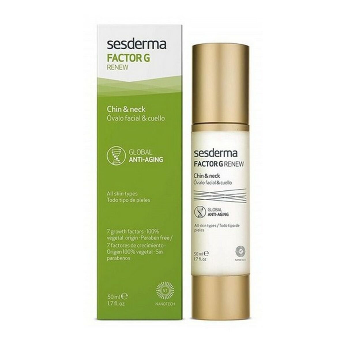 Anti-ageing Cream for the Neck Sesderma Factor G Renew 50 ml for Women skincare packaging