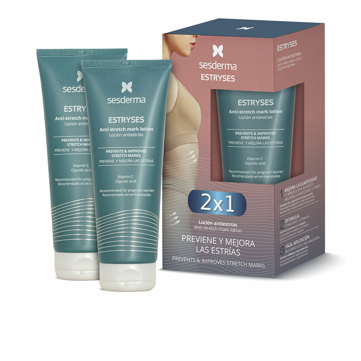 Anti-Stretch Mark Cream Sesderma ESTRYSES 200 ml 2 Units skincare packaging