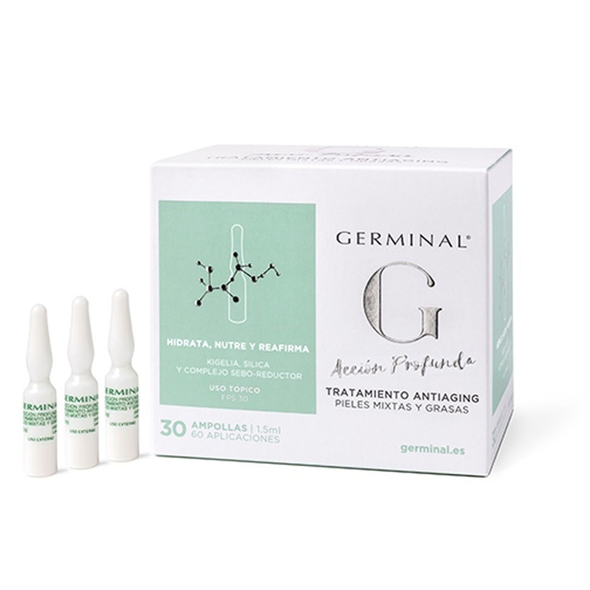 Anti-Ageing Firming Concentrate Germinal Acción Profunda 1,5 ml for Women product packaging 1.5 ml