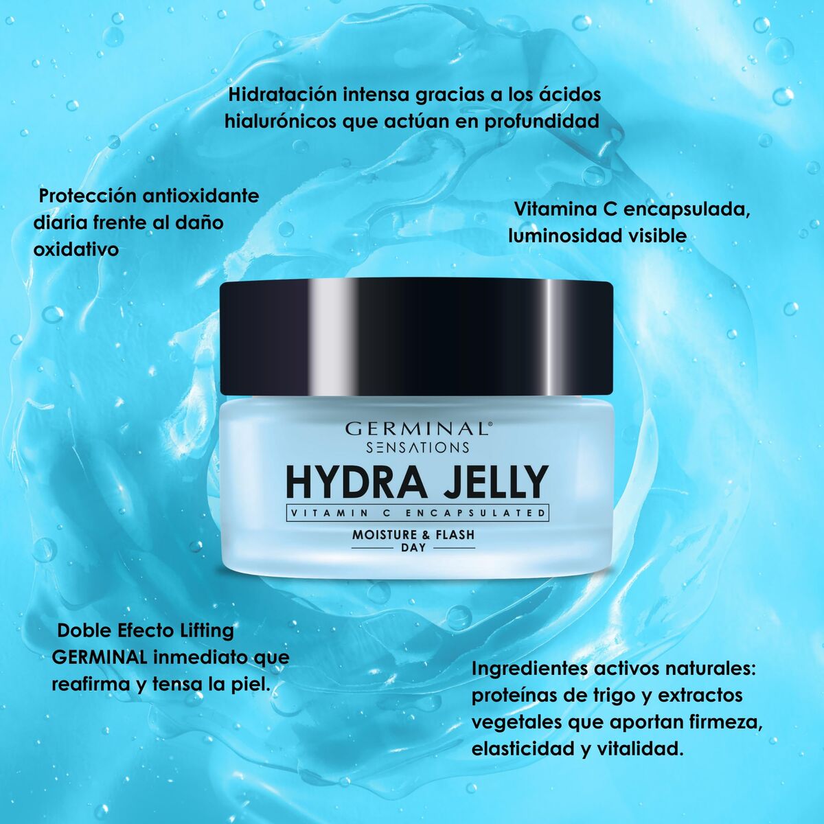 Facial Cream Germinal SENSATIONS HYDRA JELLY 50 ml for Women skincare packaging