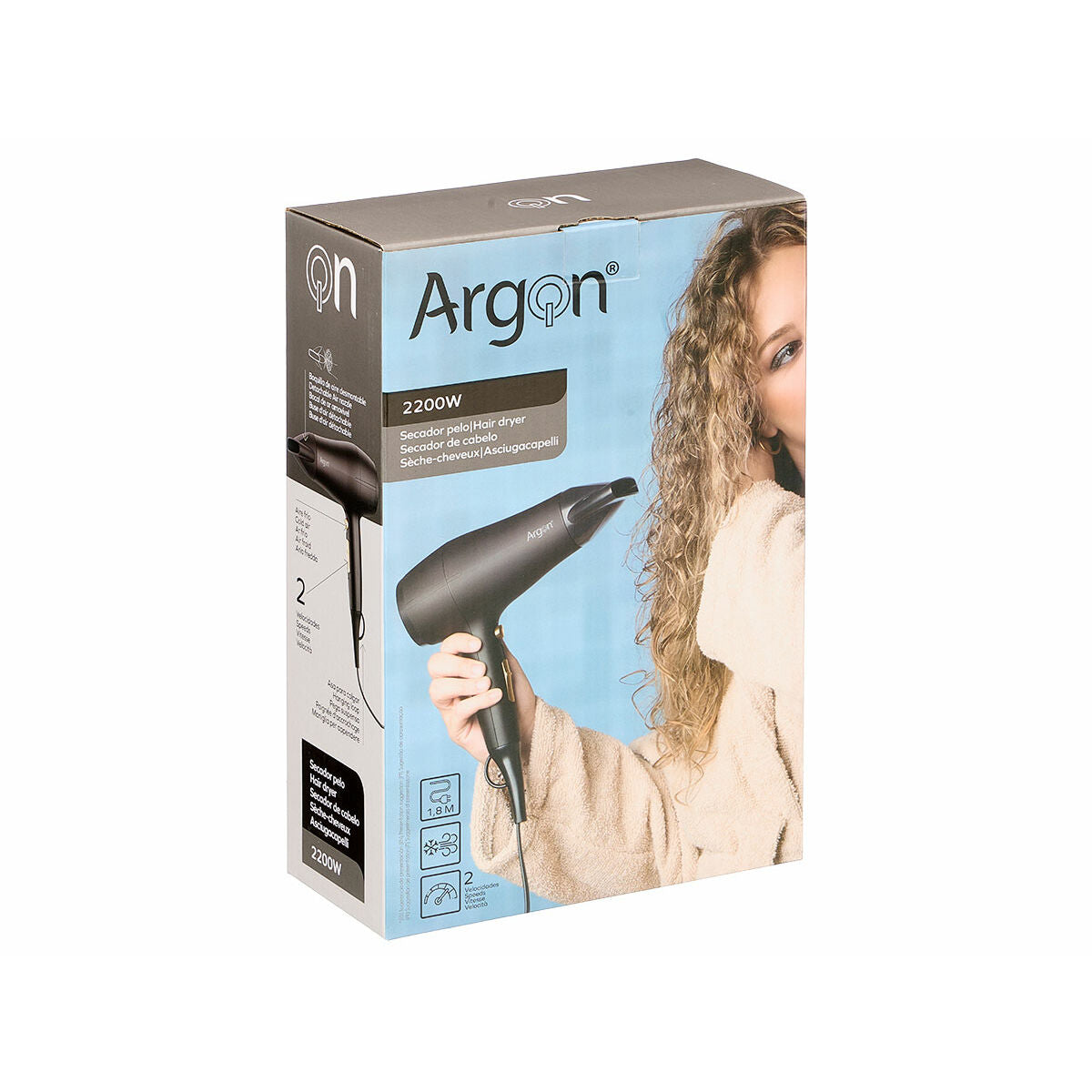 Hairdryer Argon Black Golden 2200 W product packaging