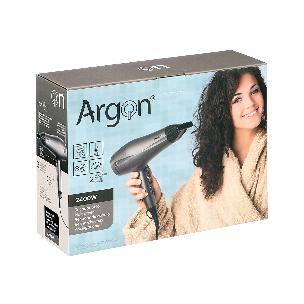 Hairdryer Argon Black Silver 2400 W product packaging
