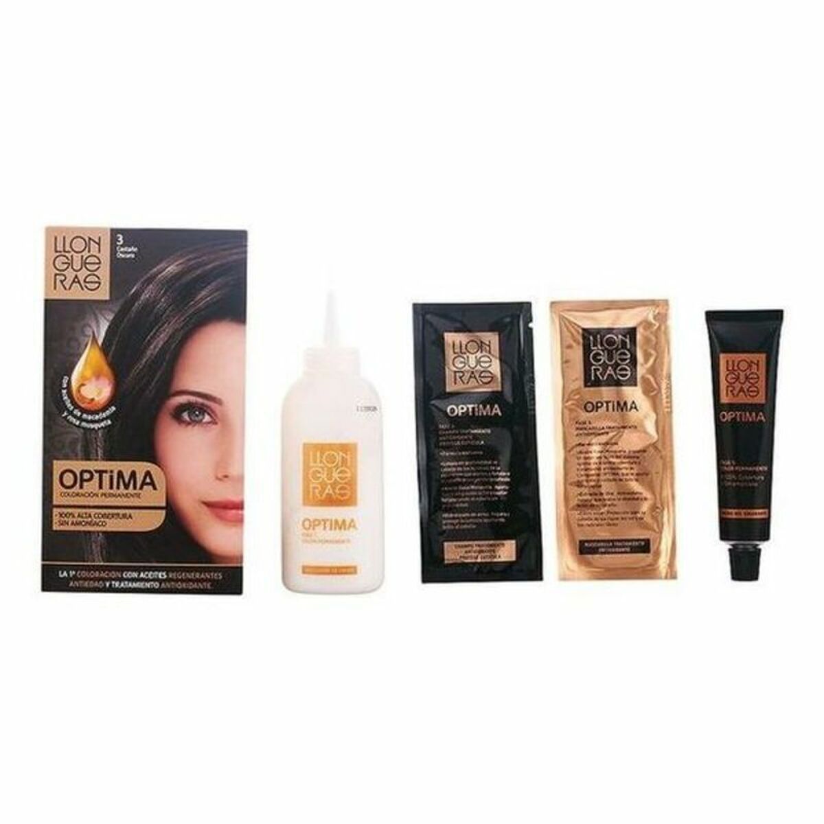 Dye No Ammonia Llongueras Optima Nº 3-Dark Brown (1 Unit) product packaging