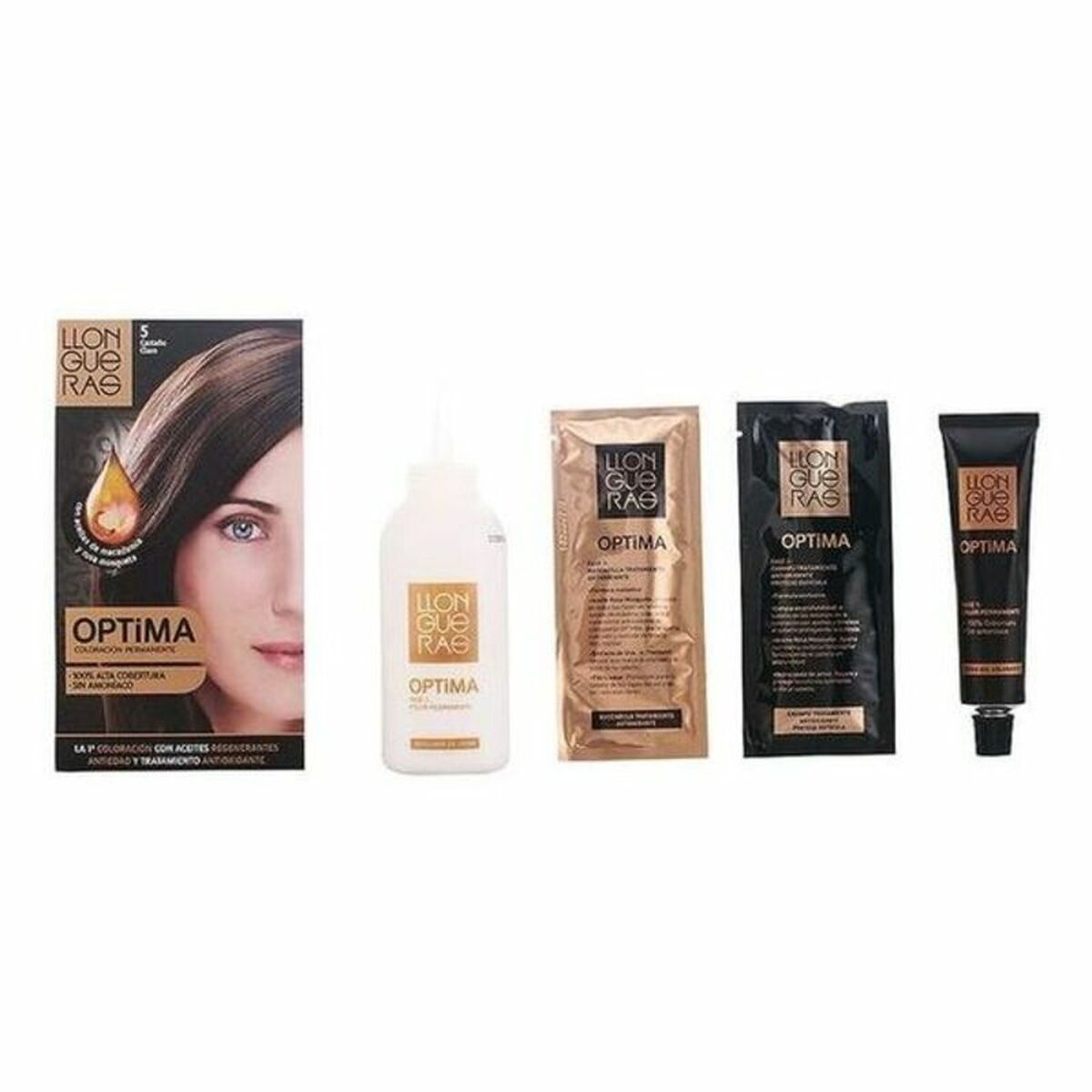 Dye No Ammonia Llongueras Optima Nº 5-Light Brown (1 Unit) product packaging