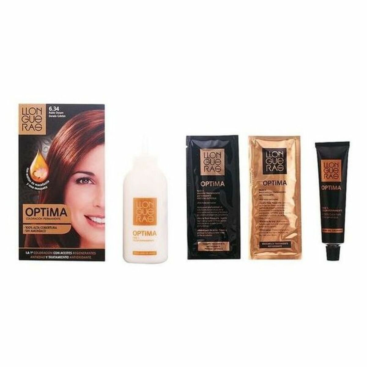 Dye No Ammonia Llongueras Optima Nº 6.34-Golden Deep Blond (1 Unit) product packaging
