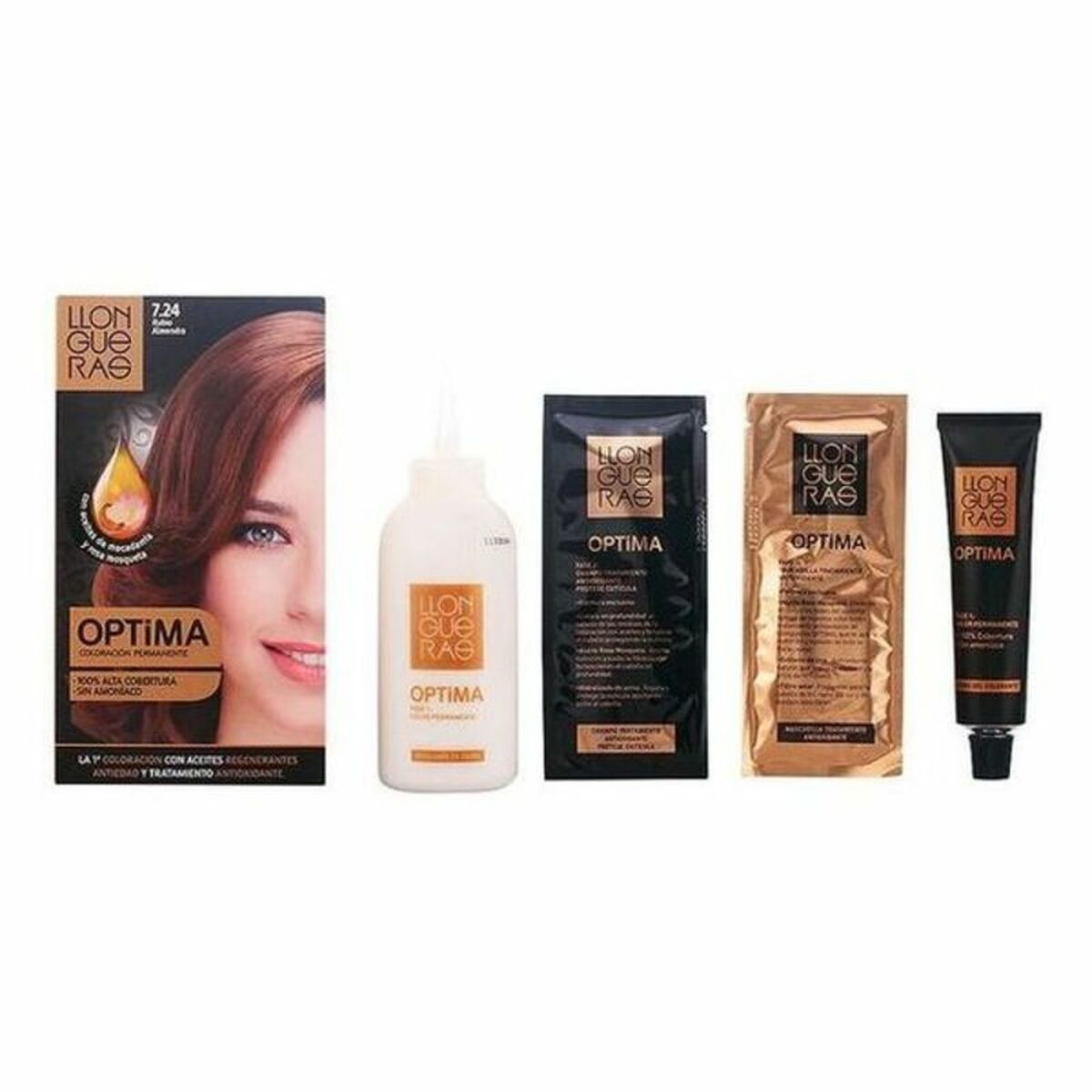 Dye No Ammonia Llongueras Optima Nº 7.24-Almond Blond (1 Unit) product packaging
