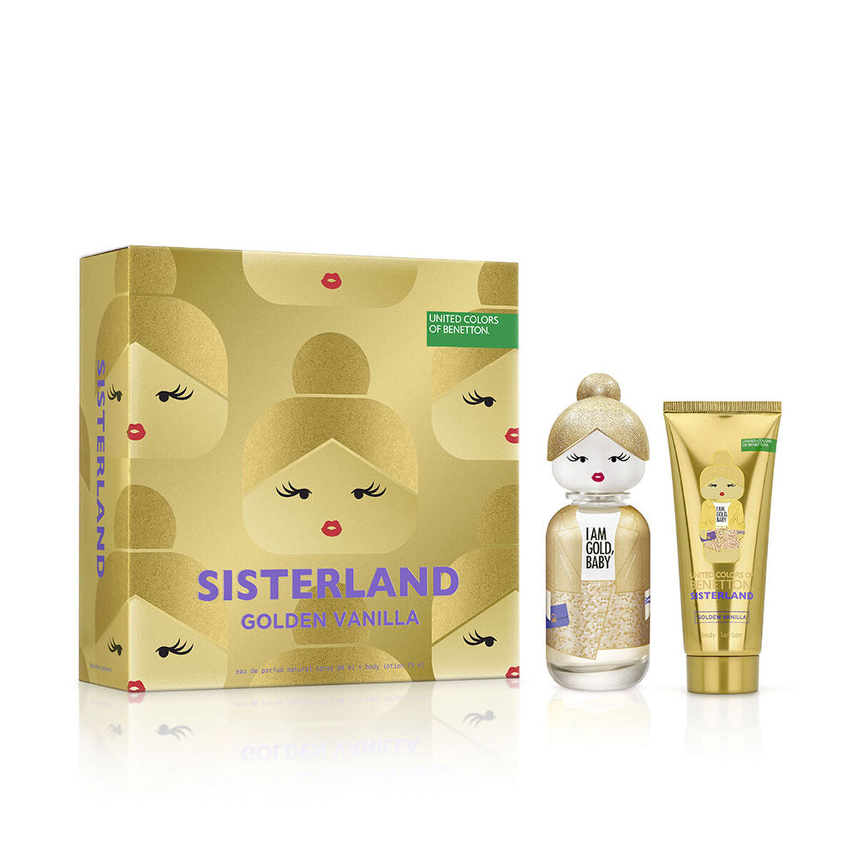 Women's Perfume Set Benetton SISTERLAND GOLDEN VANILLA 2 Pieces for Women product packaging