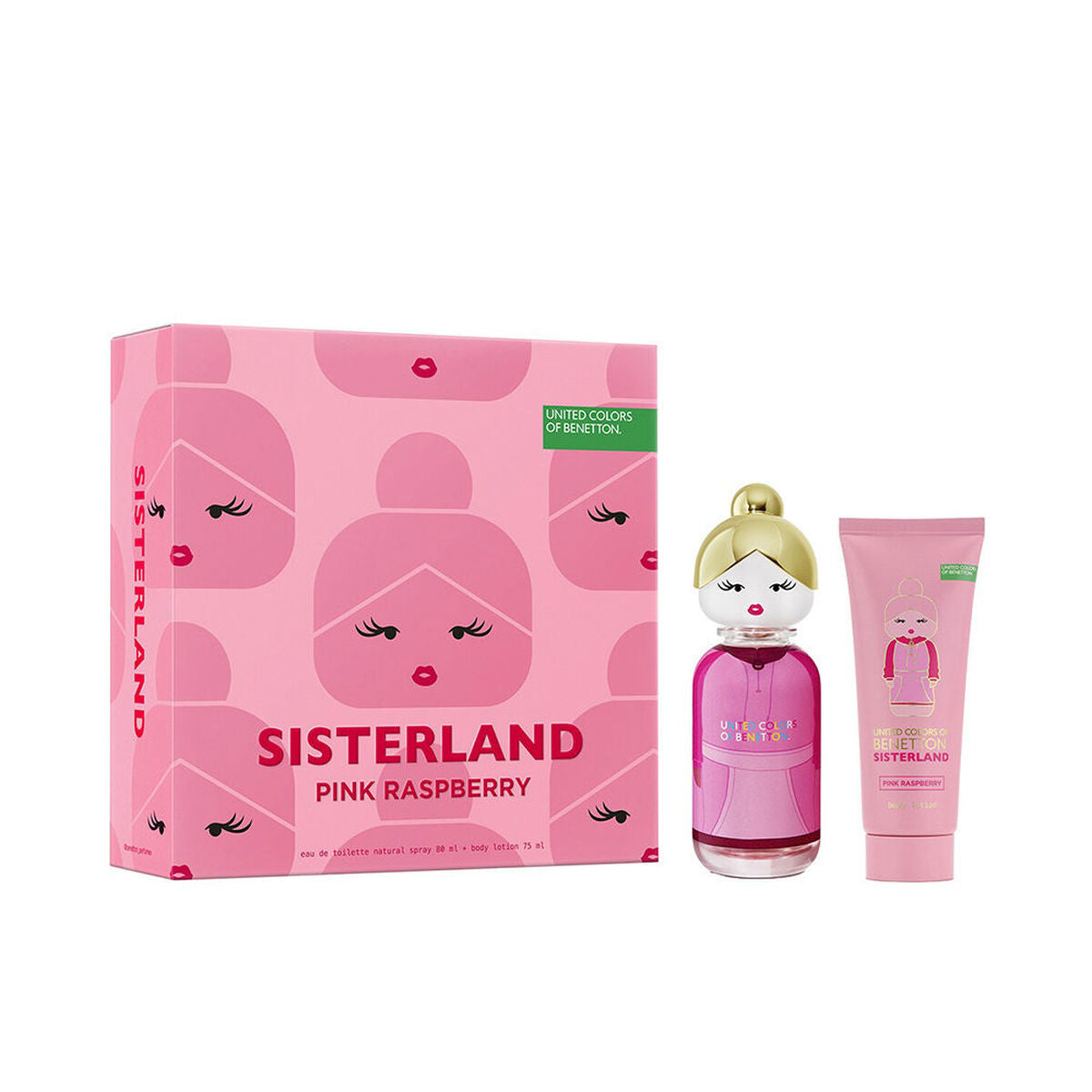 Women's Perfume Set Benetton SISTERLAND PINK RASPBERRY 2 Pieces for Women product packaging