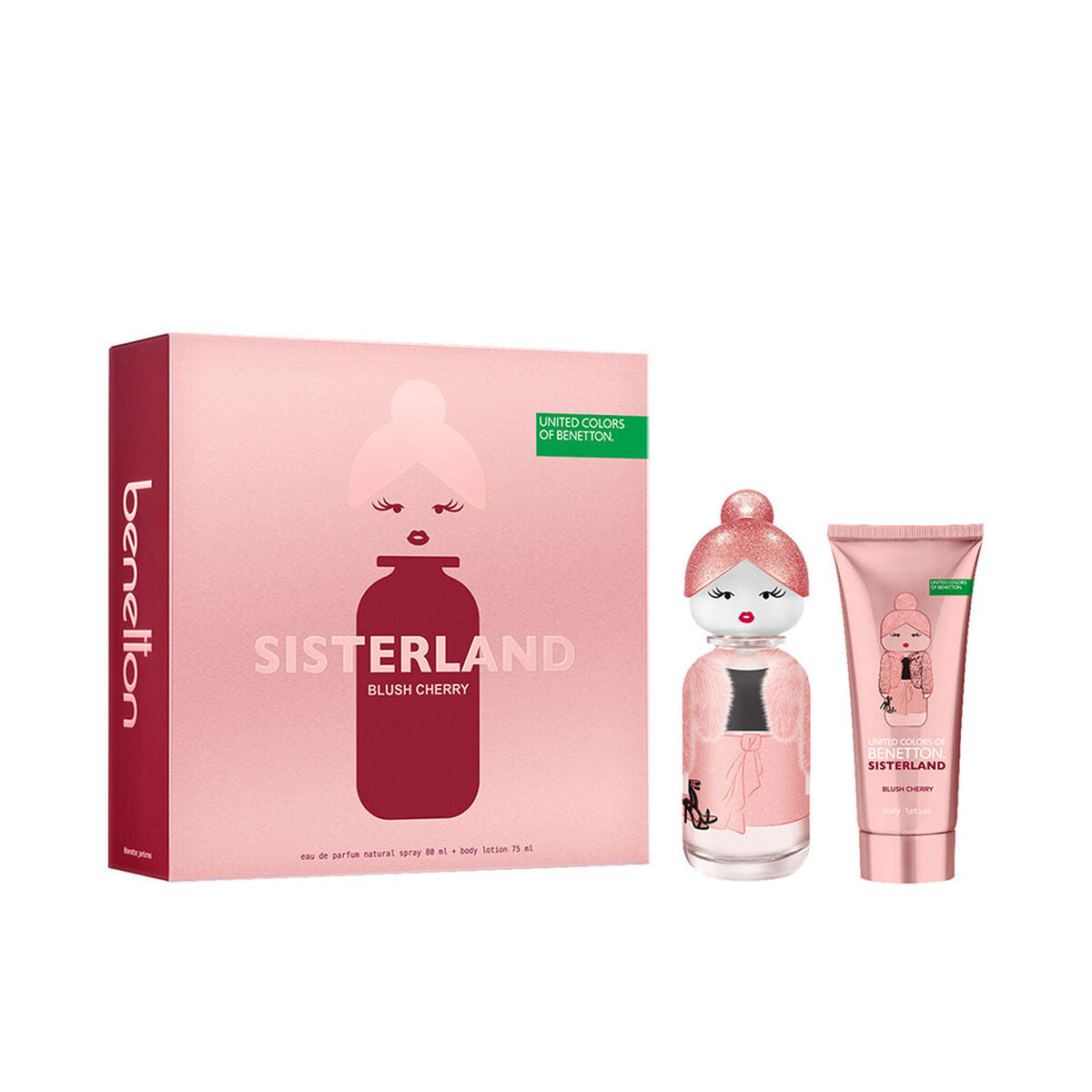 Women's Perfume Set Benetton Sisterland Blush Cherry 2 Pieces for Women makeup packaging