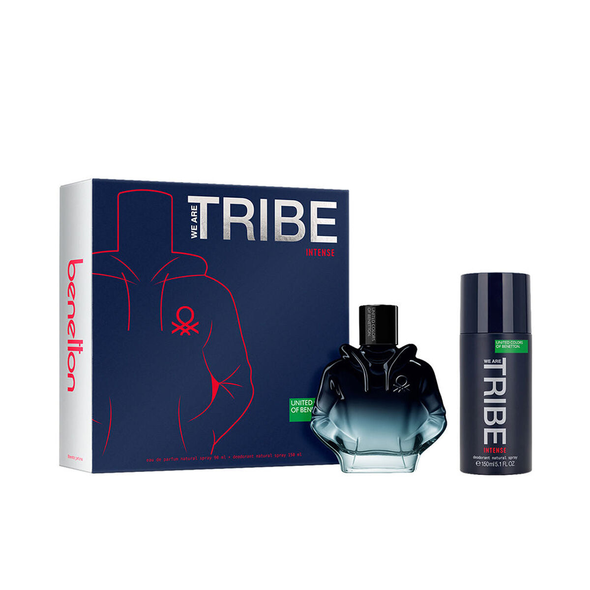 Men's Perfume Set Benetton WE ARE TRIBE INTENSE MEN 2 Pieces for Men product packaging
