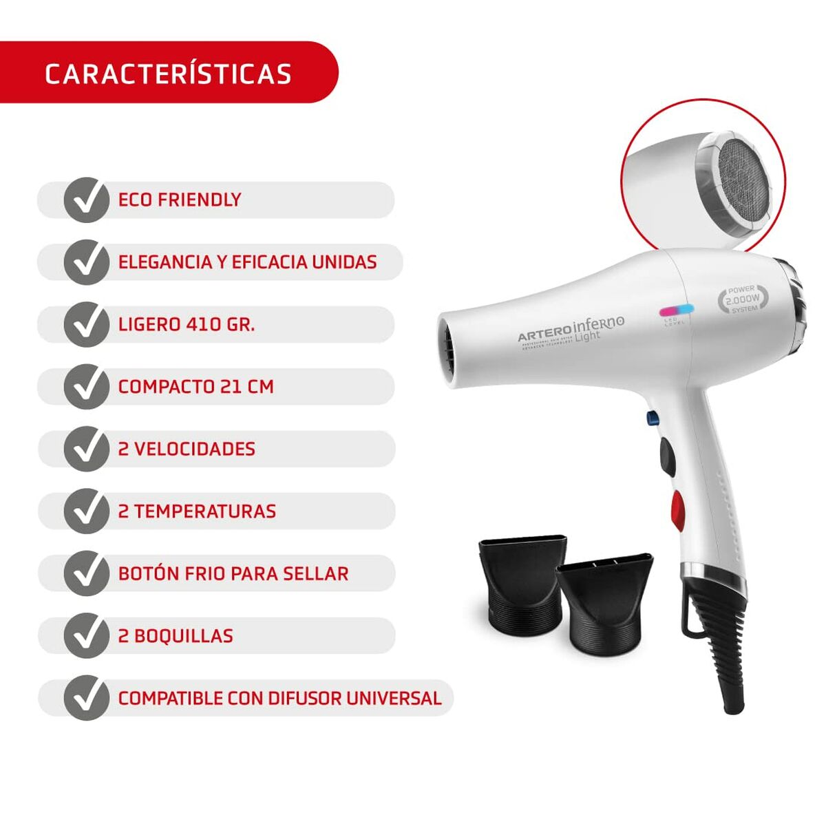 Hairdryer Artero SECADOR INFERNO Light product packaging