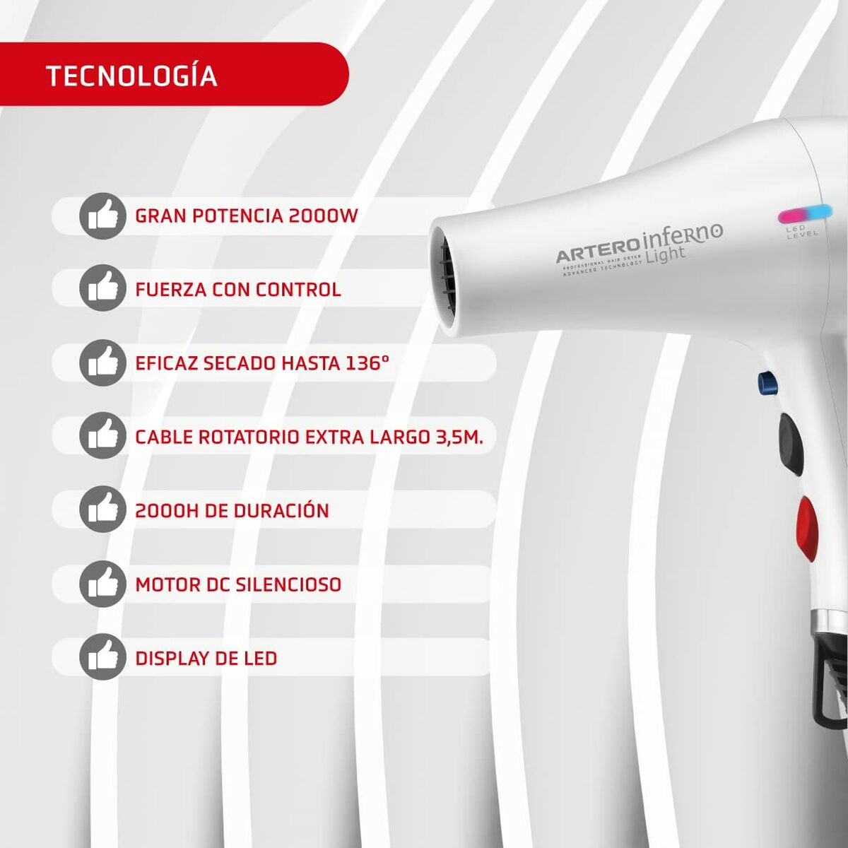 Hairdryer Artero SECADOR INFERNO Light product packaging